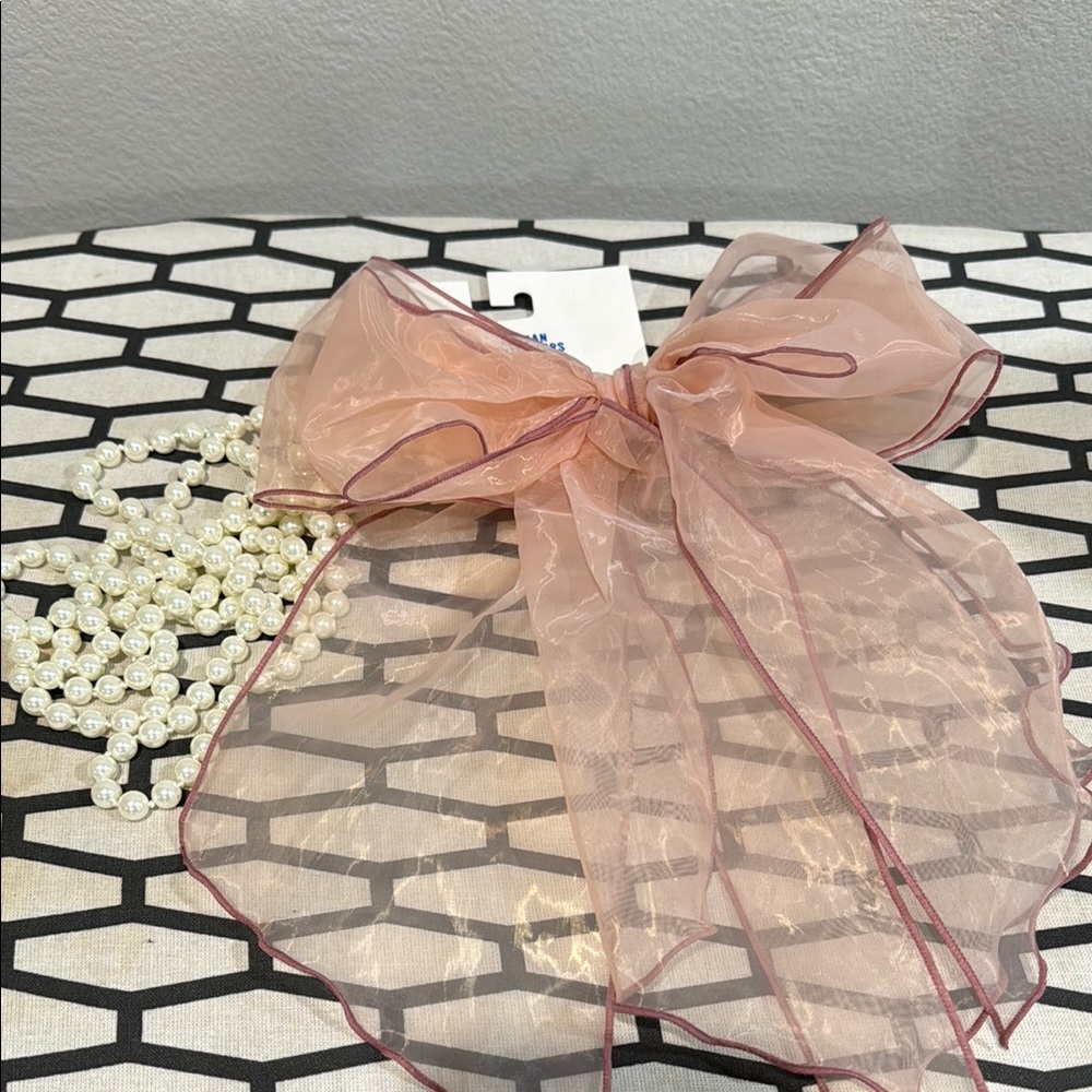 Elegant Pink Sheer Bow Hair Accessory
